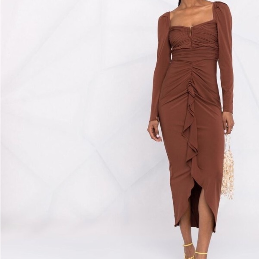 Self Portrait Draped Ruffle Ruched Dress